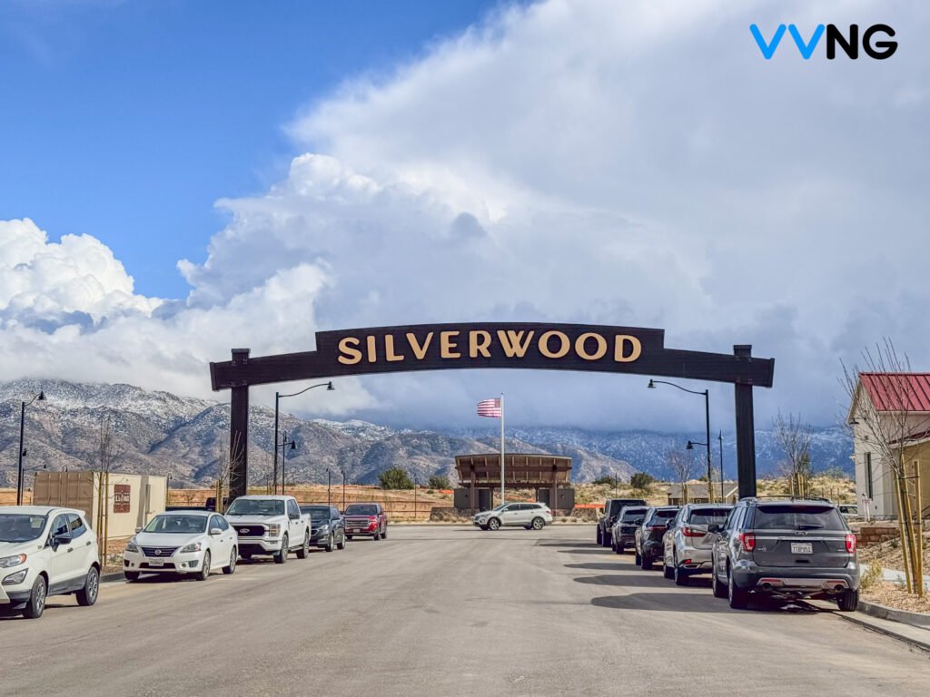 Wide street view of Silverwood entrance